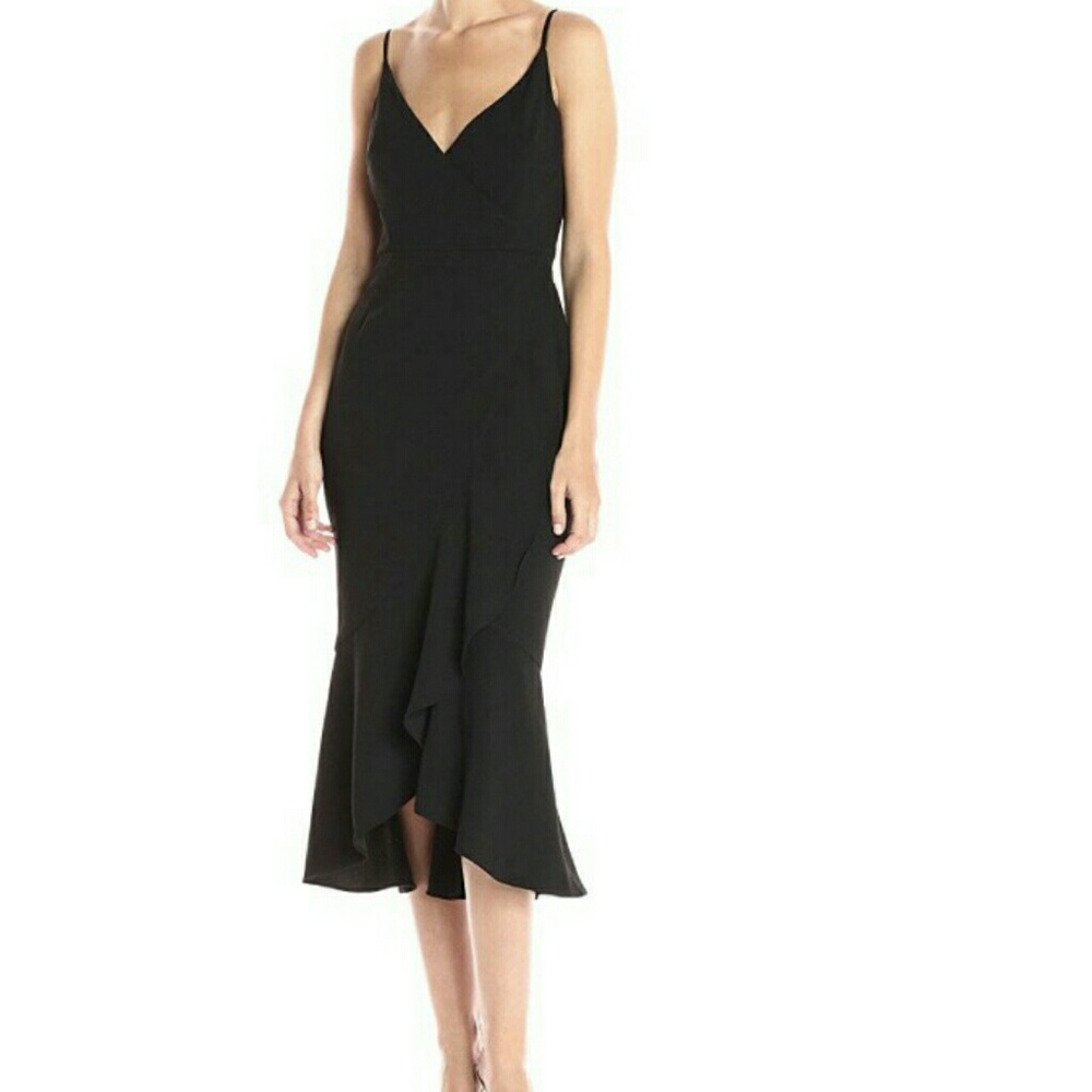 Rachel Roy ruffle front midi dress